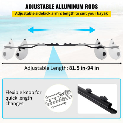 Kayak Outrigger Stabilizer Inflatable Outrigger Float 2PCS PVC w/ Arms Rod - Image 5