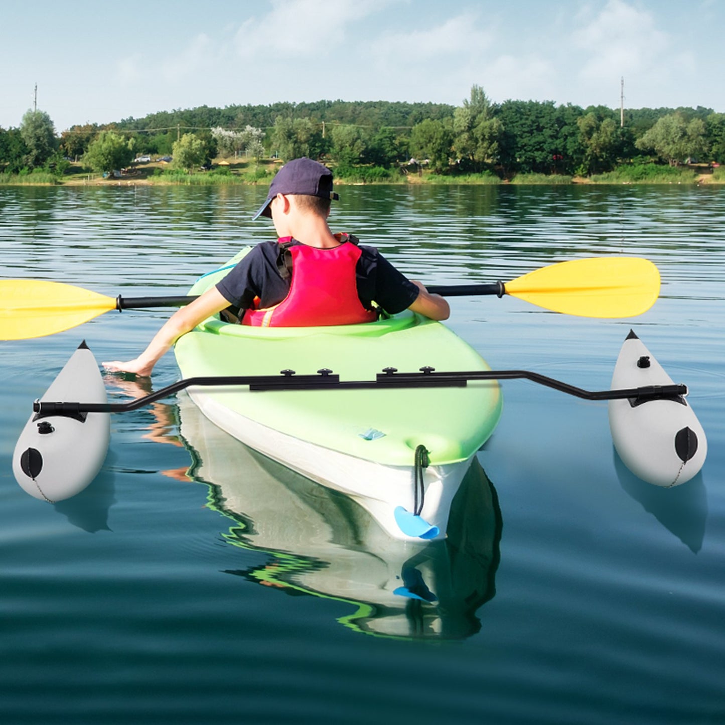 Kayak Outrigger Stabilizer Inflatable Outrigger Float 2PCS PVC w/ Arms Rod - Image 8