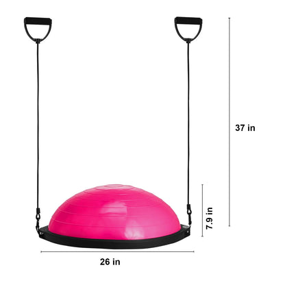 Half Exercise Ball Trainer, 26 inch Balance Ball Trainer, 1500lbs Capacity Stability Ball, Yoga Ball with Resistance Bands & Foot Pump, Strength Fitness Ball for Home Gym Full Body Workout, Pink - Image 8