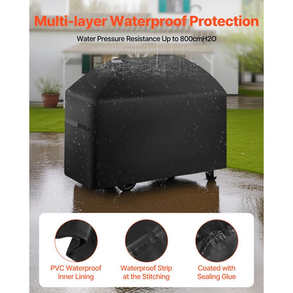 Grill Cover, 63 inch BBQ Covers for Outdoor Grills, Waterproof, Fade Resistant, Weather Resistant Heavy Duty 600D Polyester, Easy On/Off, with Hook-and-Loop Straps, Black - Image 3