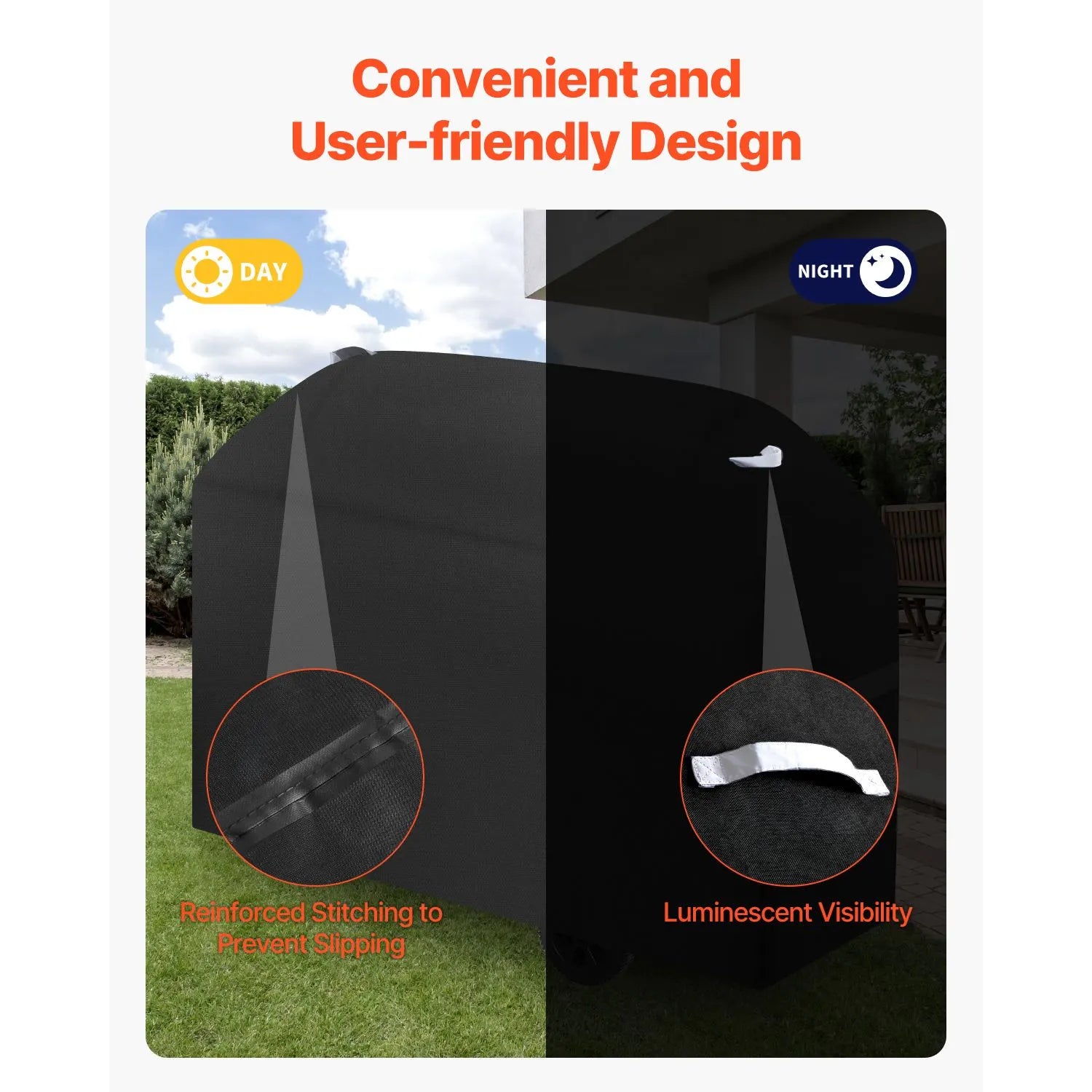 Grill Cover, 63 inch BBQ Covers for Outdoor Grills, Waterproof, Fade Resistant, Weather Resistant Heavy Duty 600D Polyester, Easy On/Off, with Hook-and-Loop Straps, Black - Image 5