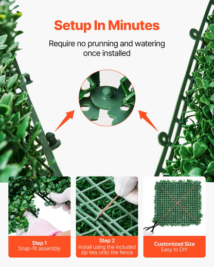 Artificial Grass Wall Panels, 12 PCS 20 x 20 inch, 3D Combination Greenery Boxwood Panel for Indoor Outdoor Green Decor & Ivy Fence Covering, Privacy Backdrop Wall Hedge Screen for Garden - Image 4