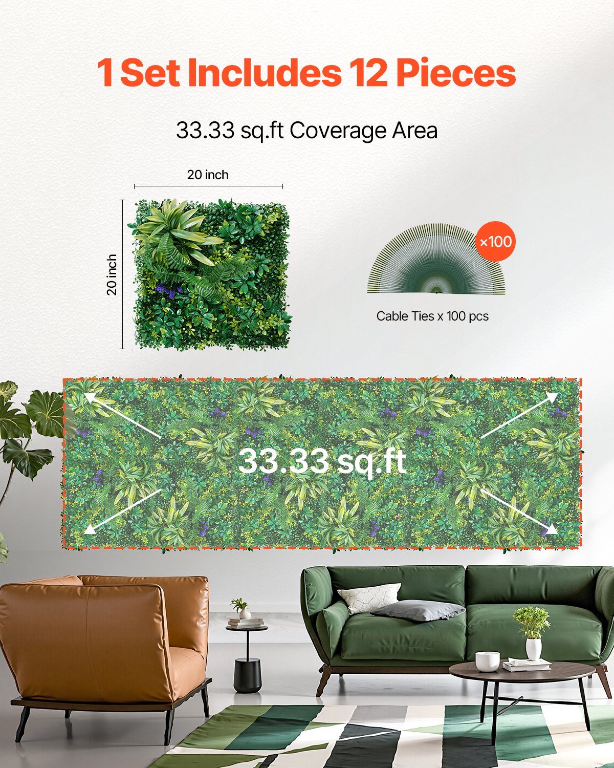 Artificial Grass Wall Panels, 12 PCS 20 x 20 inch, 3D Combination Greenery Boxwood Panel for Indoor Outdoor Green Decor & Ivy Fence Covering, Privacy Backdrop Wall Hedge Screen for Garden - Image 6