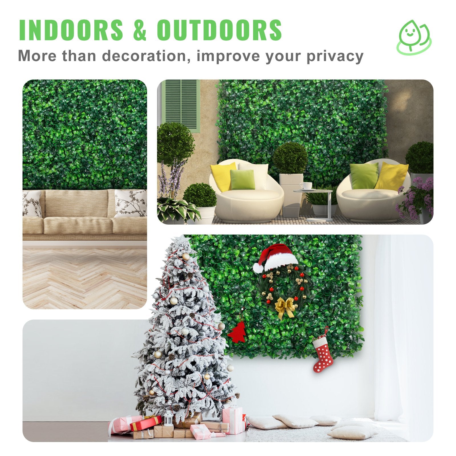 12PCS 10x10 inch Artificial Boxwood Panels, Boxwood Hedge Wall Mat,Artificial Grass Backdrop Wall, Privacy Hedge Screen UV Protected for Outdoor Indoor Garden Fence Backyard - Image 6