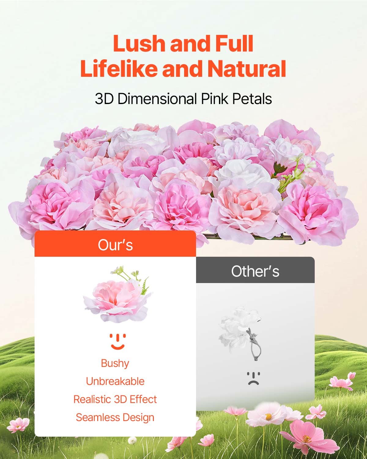 3D Flower Wall Panel, 12 PCS 15 x 15 inch, Artificial Floral Wall Background Mesh Backing Mat,Seamless Design&Easy Installation for Wedding Valentines Day Home Baby Party Backdrop Decor,Pink - Image 2