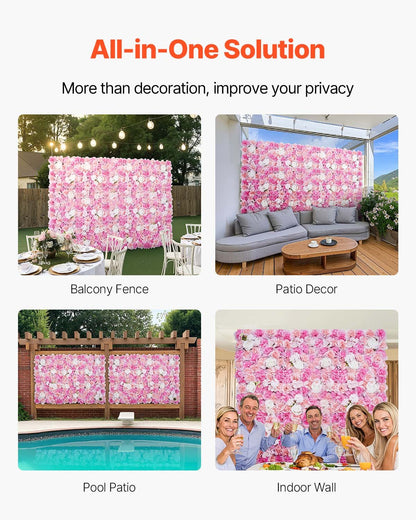 3D Flower Wall Panel, 12 PCS 15 x 15 inch, Artificial Floral Wall Background Mesh Backing Mat,Seamless Design&Easy Installation for Wedding Valentines Day Home Baby Party Backdrop Decor,Pink - Image 5