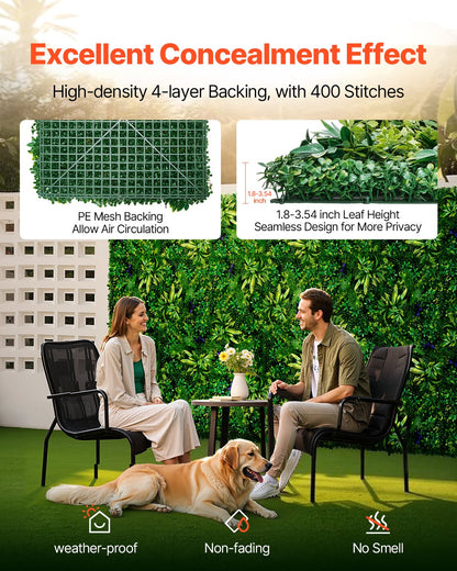 Artificial Grass Wall Panels, 8 PCS 20 x 20 inch, 3D Combination Greenery Boxwood Panel for Indoor Outdoor Green Decor & Ivy Fence Covering, Privacy Backdrop Wall Hedge Screen for Garden - Image 3