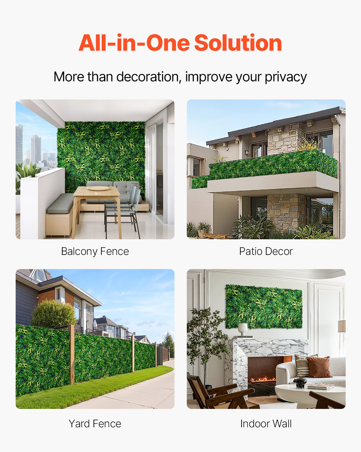 Artificial Grass Wall Panels, 8 PCS 20 x 20 inch, 3D Combination Greenery Boxwood Panel for Indoor Outdoor Green Decor & Ivy Fence Covering, Privacy Backdrop Wall Hedge Screen for Garden - Image 5