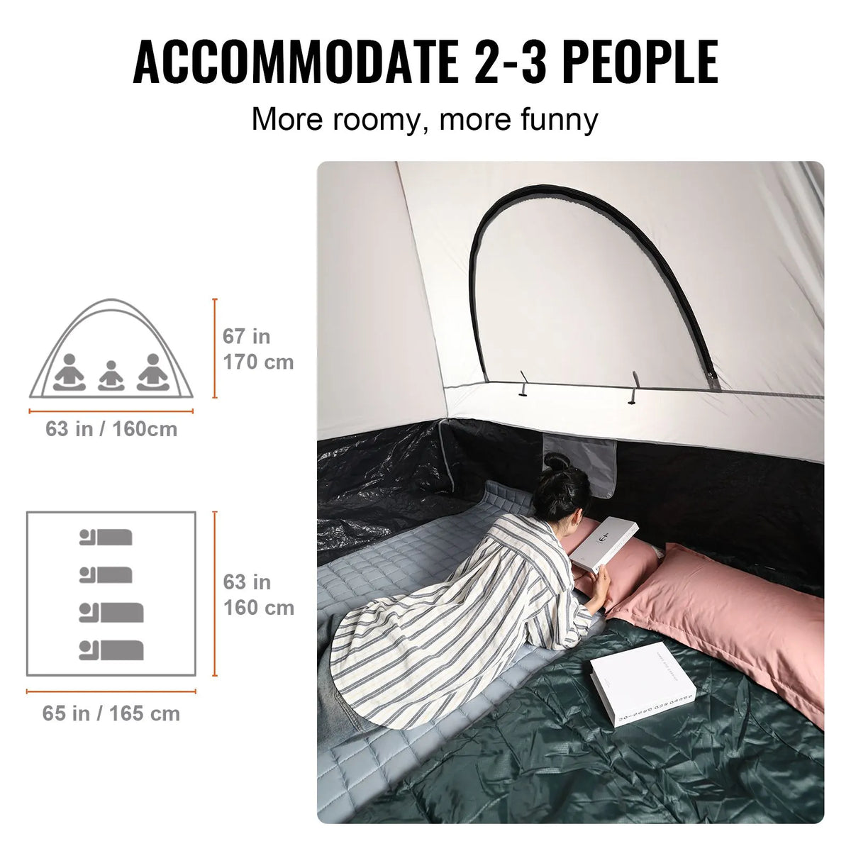 Truck Bed Tent, 5.5'-6' Pickup Truck Tent with Rain Layer and Carry Bag, Waterproof PU2000mm Double Layer Truck Tent for Camping, Accommodate 2-3 Person, for Camping Traveling Outdoor Activities - Image 5