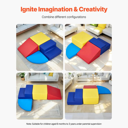 Climbing Toys, 4-Piece Set, Foam Climbing Toys for Toddlers 6 Months to 3 Years Old, PU Leather Climbing Blocks, Indoor Climb and Crawl Activity Playset for Crawling & Sliding, Easy to Clean - Image 2