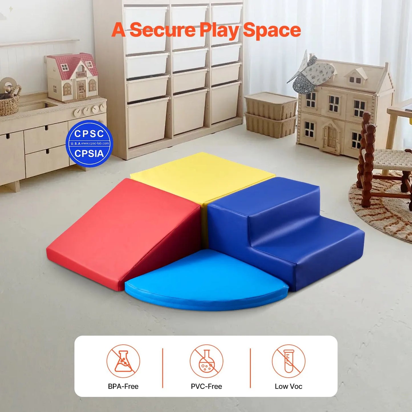 Climbing Toys, 4-Piece Set, Foam Climbing Toys for Toddlers 6 Months to 3 Years Old, PU Leather Climbing Blocks, Indoor Climb and Crawl Activity Playset for Crawling & Sliding, Easy to Clean - Image 4