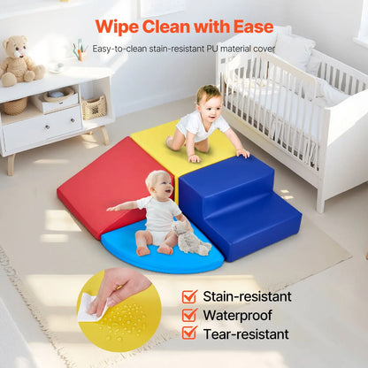 Climbing Toys, 4-Piece Set, Foam Climbing Toys for Toddlers 6 Months to 3 Years Old, PU Leather Climbing Blocks, Indoor Climb and Crawl Activity Playset for Crawling & Sliding, Easy to Clean - Image 6