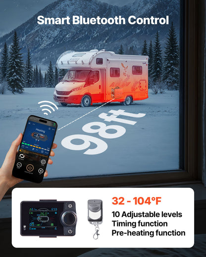 Diesel Heater, 8KW, DC 12V, All in One Portable Diesel Air Heater with Bluetooth APP Control, Remote Control and LCD Screen, 4.5 L Fuel Tank for Vehicles, Vans, RVs, Campers, and Garages - Image 5