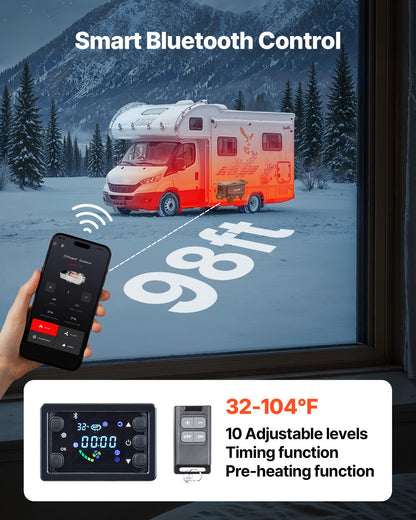Diesel Heater, 8KW, DC 12V/24V, All in One Portable Diesel Air Heater with Bluetooth APP Control, Remote Control and LCD Screen, Trolley Design, 5 L Fuel Tank for Trucks, Vans, RVs, Campers - Image 5
