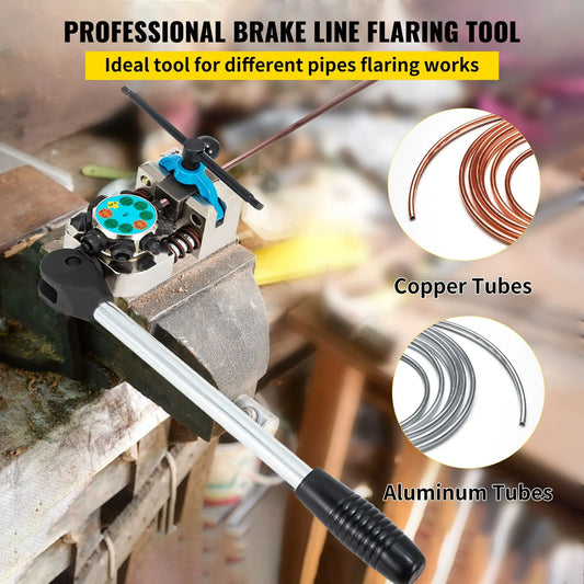 Brake Line Flaring Tool, 45 Degree Single, Double, and Bubble Flares for 3/16", 1/4", 5/16" and 3/8" Tube Size, Suitable for Soft Metal of Copper Lines - Image 2