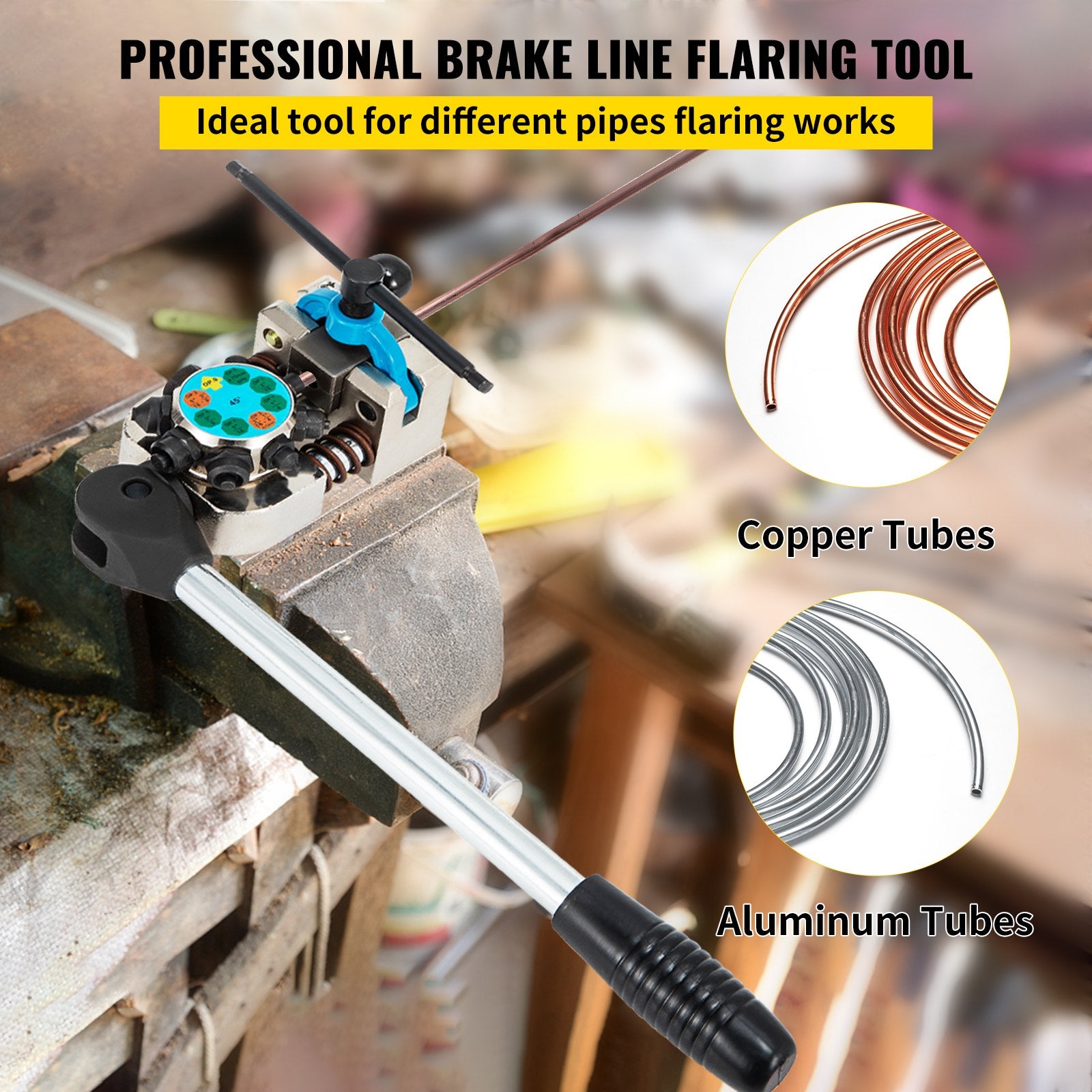 Brake Line Flaring Tool, 45 Degree Single, Double, and Bubble Flares for 3/16", 1/4", 5/16" and 3/8" Tube Size, Suitable for Soft Metal of Copper Lines - Image 2