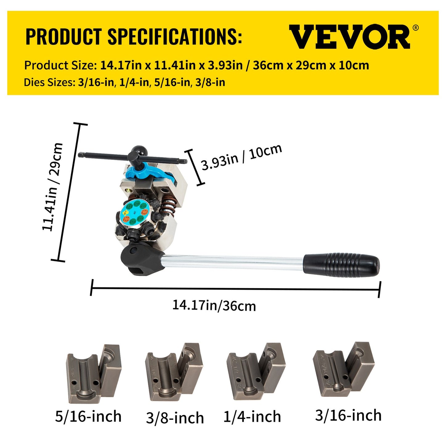 Brake Line Flaring Tool, 45 Degree Single, Double, and Bubble Flares for 3/16", 1/4", 5/16" and 3/8" Tube Size, Suitable for Soft Metal of Copper Lines - Image 7