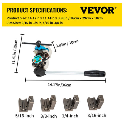 Brake Line Flaring Tool, 45 Degree Single, Double, and Bubble Flares for 3/16", 1/4", 5/16" and 3/8" Tube Size, Suitable for Soft Metal of Copper Lines - Image 7