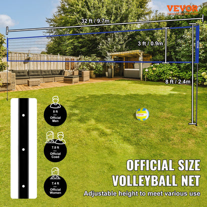 Outdoor Portable Volleyball Net System, Adjustable Height Steel Poles, Professional Volleyball Set with PVC Volleyball, Pump, Carrying Bag, Heavy Duty Volleyball Net for Backyard, Beach, Lawn - Image 2