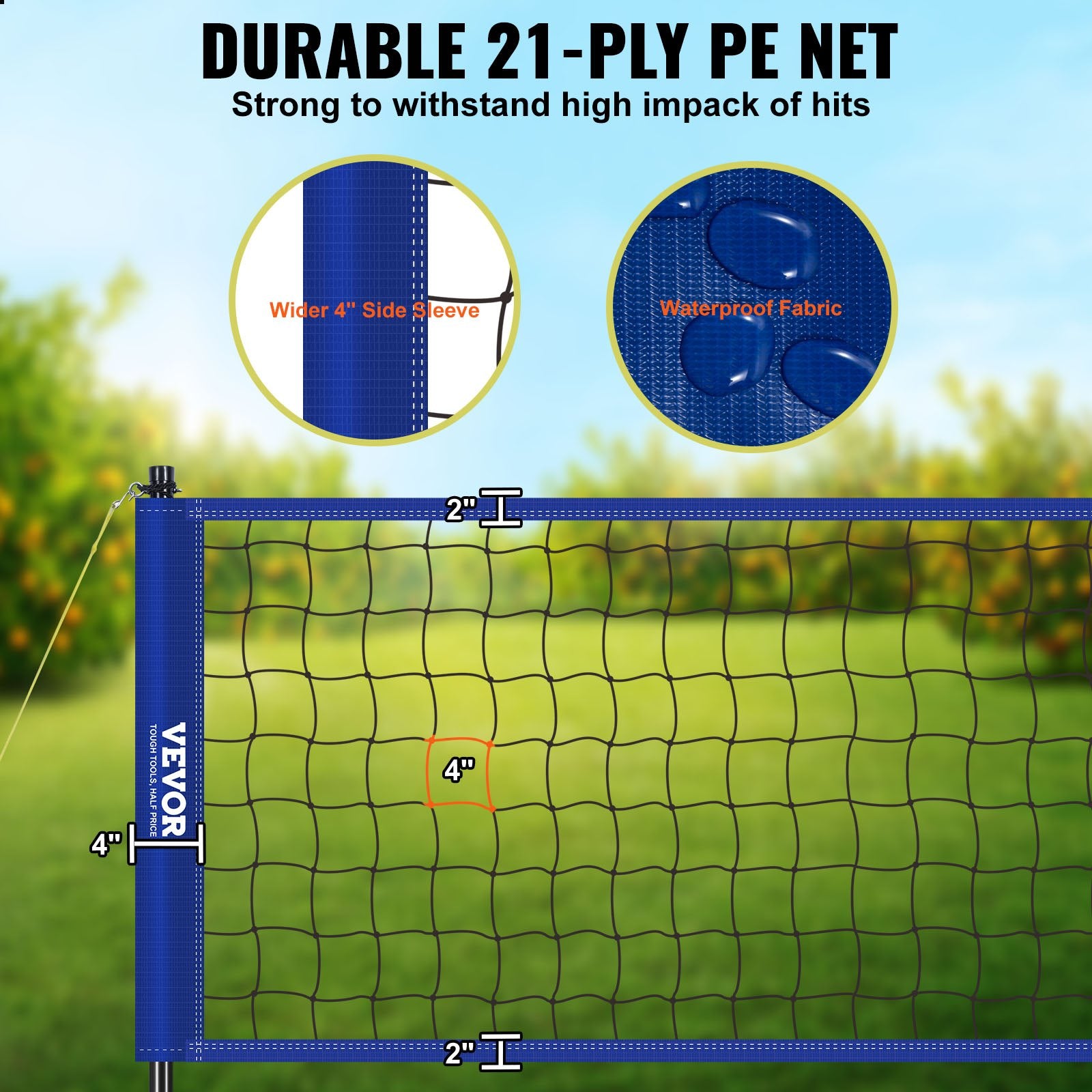 Outdoor Portable Volleyball Net System, Adjustable Height Steel Poles, Professional Volleyball Set with PVC Volleyball, Pump, Carrying Bag, Heavy Duty Volleyball Net for Backyard, Beach, Lawn - Image 3