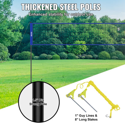 Outdoor Portable Volleyball Net System, Adjustable Height Steel Poles, Professional Volleyball Set with PVC Volleyball, Pump, Carrying Bag, Heavy Duty Volleyball Net for Backyard, Beach, Lawn - Image 4