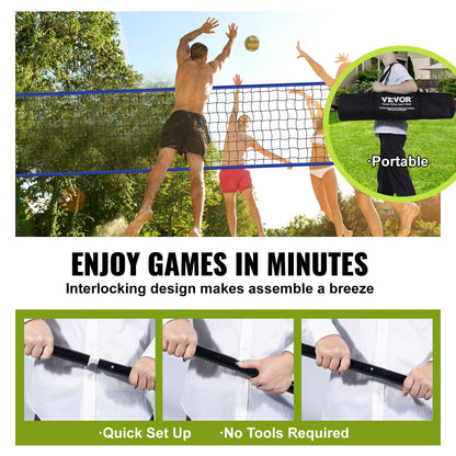 Outdoor Portable Volleyball Net System, Adjustable Height Steel Poles, Professional Volleyball Set with PVC Volleyball, Pump, Carrying Bag, Heavy Duty Volleyball Net for Backyard, Beach, Lawn - Image 5