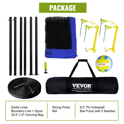 Outdoor Portable Volleyball Net System, Adjustable Height Steel Poles, Professional Volleyball Set with PVC Volleyball, Pump, Carrying Bag, Heavy Duty Volleyball Net for Backyard, Beach, Lawn - Image 6