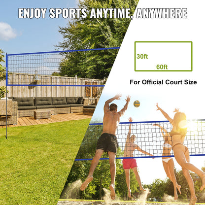 Outdoor Portable Volleyball Net System, Adjustable Height Steel Poles, Professional Volleyball Set with PVC Volleyball, Pump, Carrying Bag, Heavy Duty Volleyball Net for Backyard, Beach, Lawn - Image 7