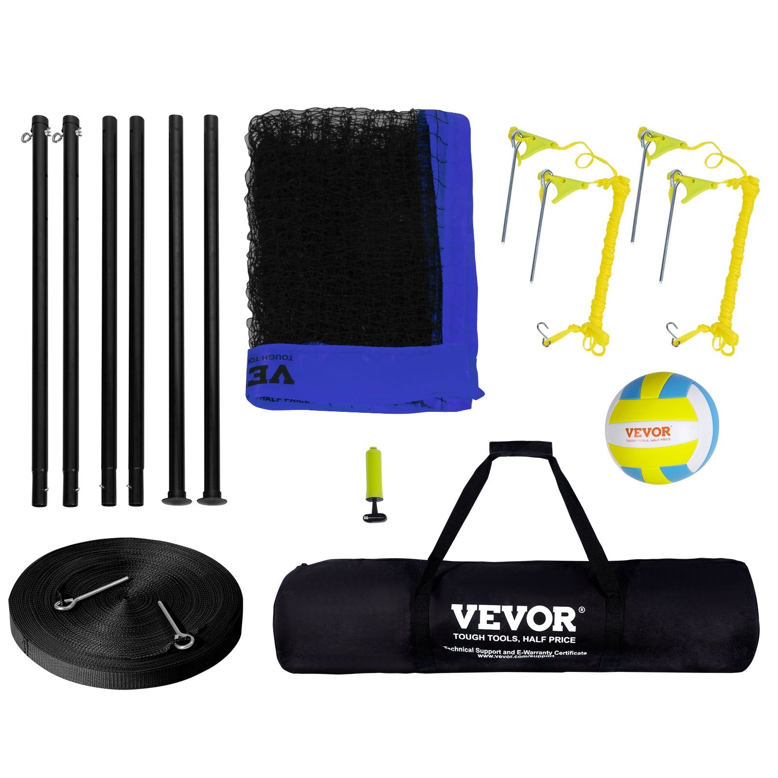 Outdoor Portable Volleyball Net System, Adjustable Height Steel Poles, Professional Volleyball Set with PVC Volleyball, Pump, Carrying Bag, Heavy Duty Volleyball Net for Backyard, Beach, Lawn - Image 9