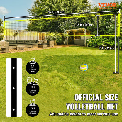 Outdoor Portable Volleyball Net System, Adjustable Height Steel Poles, Professional Volleyball Set with PVC Volleyball, Pump, Carrying Bag, Heavy Duty Volleyball Net for Backyard, Beach, Lawn - Image 2