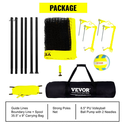 Outdoor Portable Volleyball Net System, Adjustable Height Steel Poles, Professional Volleyball Set with PVC Volleyball, Pump, Carrying Bag, Heavy Duty Volleyball Net for Backyard, Beach, Lawn - Image 6