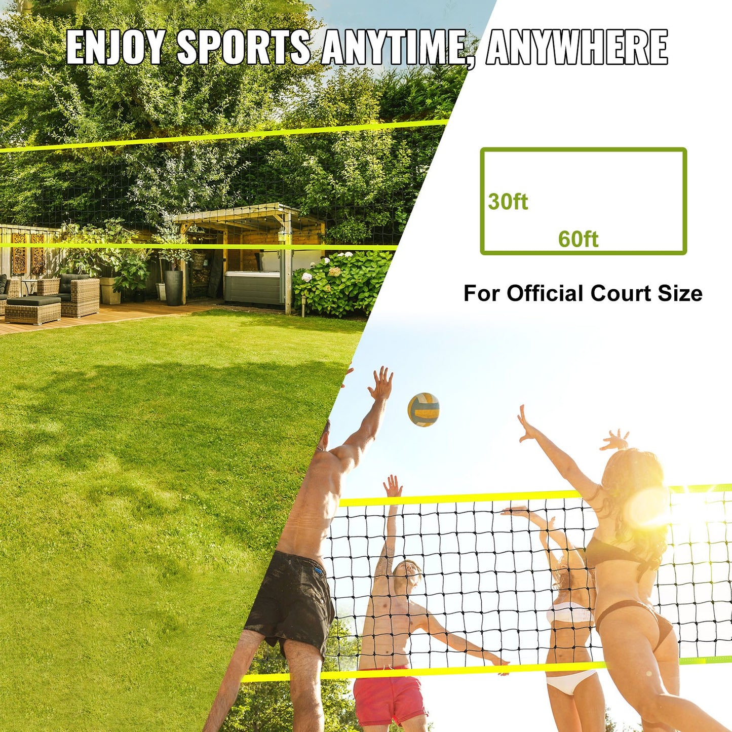 Outdoor Portable Volleyball Net System, Adjustable Height Steel Poles, Professional Volleyball Set with PVC Volleyball, Pump, Carrying Bag, Heavy Duty Volleyball Net for Backyard, Beach, Lawn - Image 7