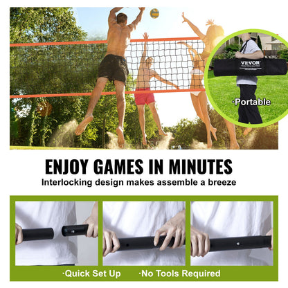 Outdoor Portable Volleyball Net System, Adjustable Height Aluminum Poles, Professional Volleyball Set with PVC Volleyball, Pump, Carrying Bag, Heavy Duty Volleyball Net for Backyard, Beach, Lawn - Image 5