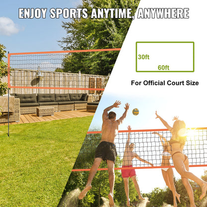 Outdoor Portable Volleyball Net System, Adjustable Height Aluminum Poles, Professional Volleyball Set with PVC Volleyball, Pump, Carrying Bag, Heavy Duty Volleyball Net for Backyard, Beach, Lawn - Image 7