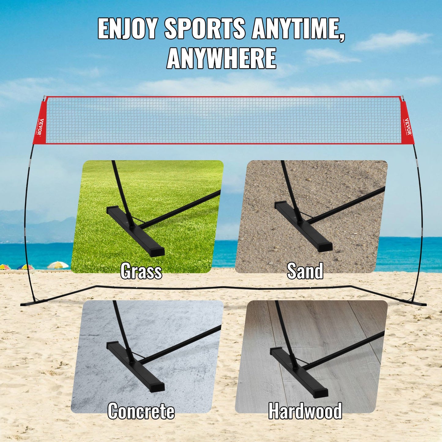 Freestanding Volleyball Training Net for Indoor or Outdoor Use, Adjustable Height Portable Net System with Carrying Bag, Professional Volleyball Practice Trainer for Hitting or Serving Drills - Image 7