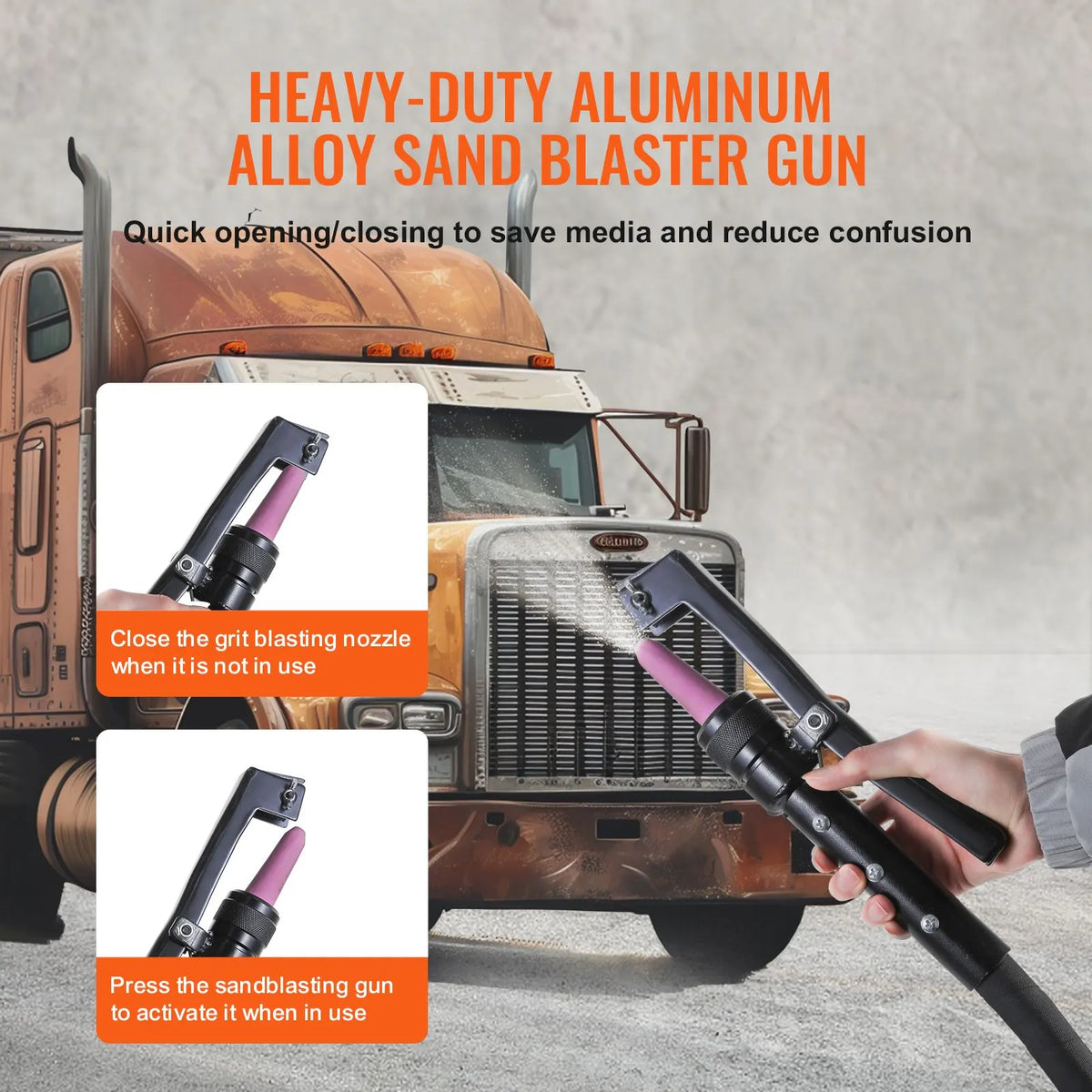 10 Gallon Heavy-Duty Sand Blaster, 60-110 PSI High Pressure Sandblaster, Portable Abrasive Blasting Tank, Air Sand Blasting Kit with 2 Ceramic Nozzles & 7.5ft Hose for Stain, Rust, Paint Removal - Image 4