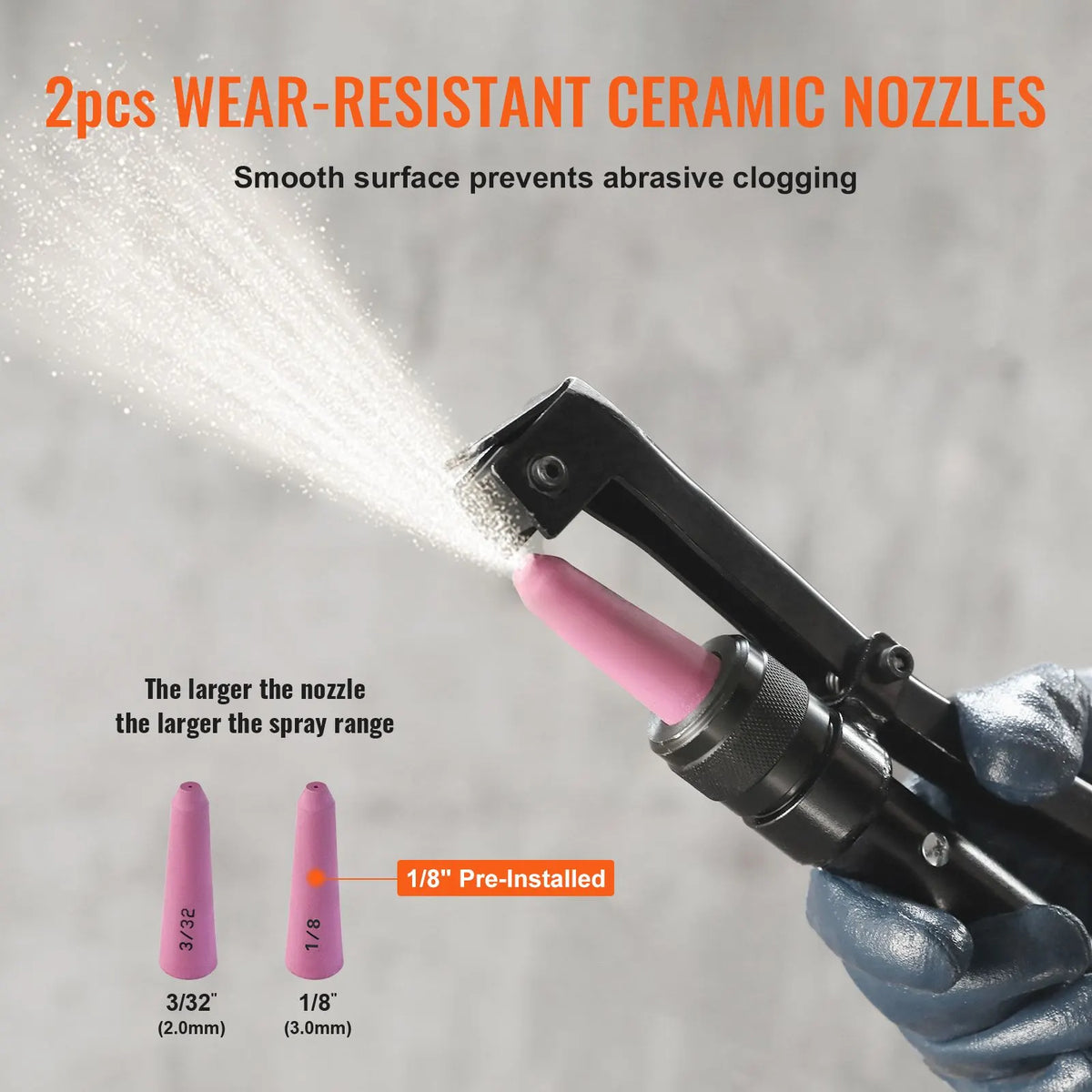 10 Gallon Heavy-Duty Sand Blaster, 60-110 PSI High Pressure Sandblaster, Portable Abrasive Blasting Tank, Air Sand Blasting Kit with 2 Ceramic Nozzles & 7.5ft Hose for Stain, Rust, Paint Removal - Image 5