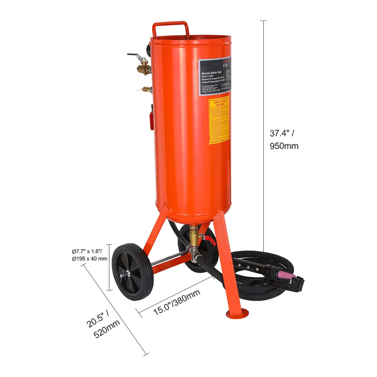 10 Gallon Heavy-Duty Sand Blaster, 60-110 PSI High Pressure Sandblaster, Portable Abrasive Blasting Tank, Air Sand Blasting Kit with 2 Ceramic Nozzles & 7.5ft Hose for Stain, Rust, Paint Removal - Image 8