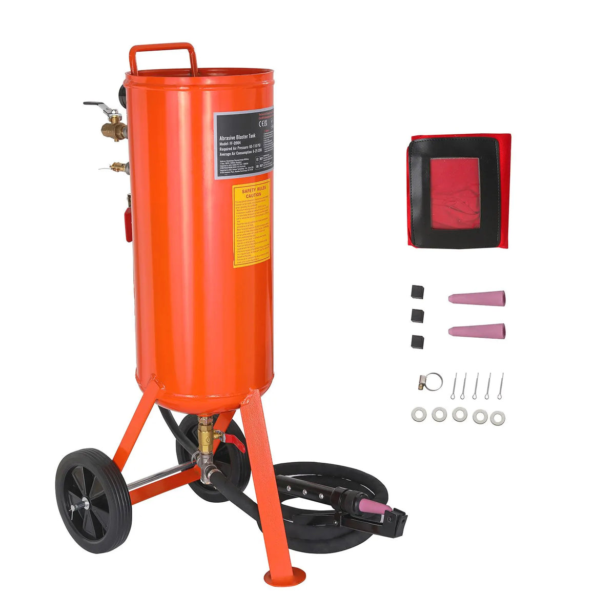10 Gallon Heavy-Duty Sand Blaster, 60-110 PSI High Pressure Sandblaster, Portable Abrasive Blasting Tank, Air Sand Blasting Kit with 2 Ceramic Nozzles & 7.5ft Hose for Stain, Rust, Paint Removal - Image 9