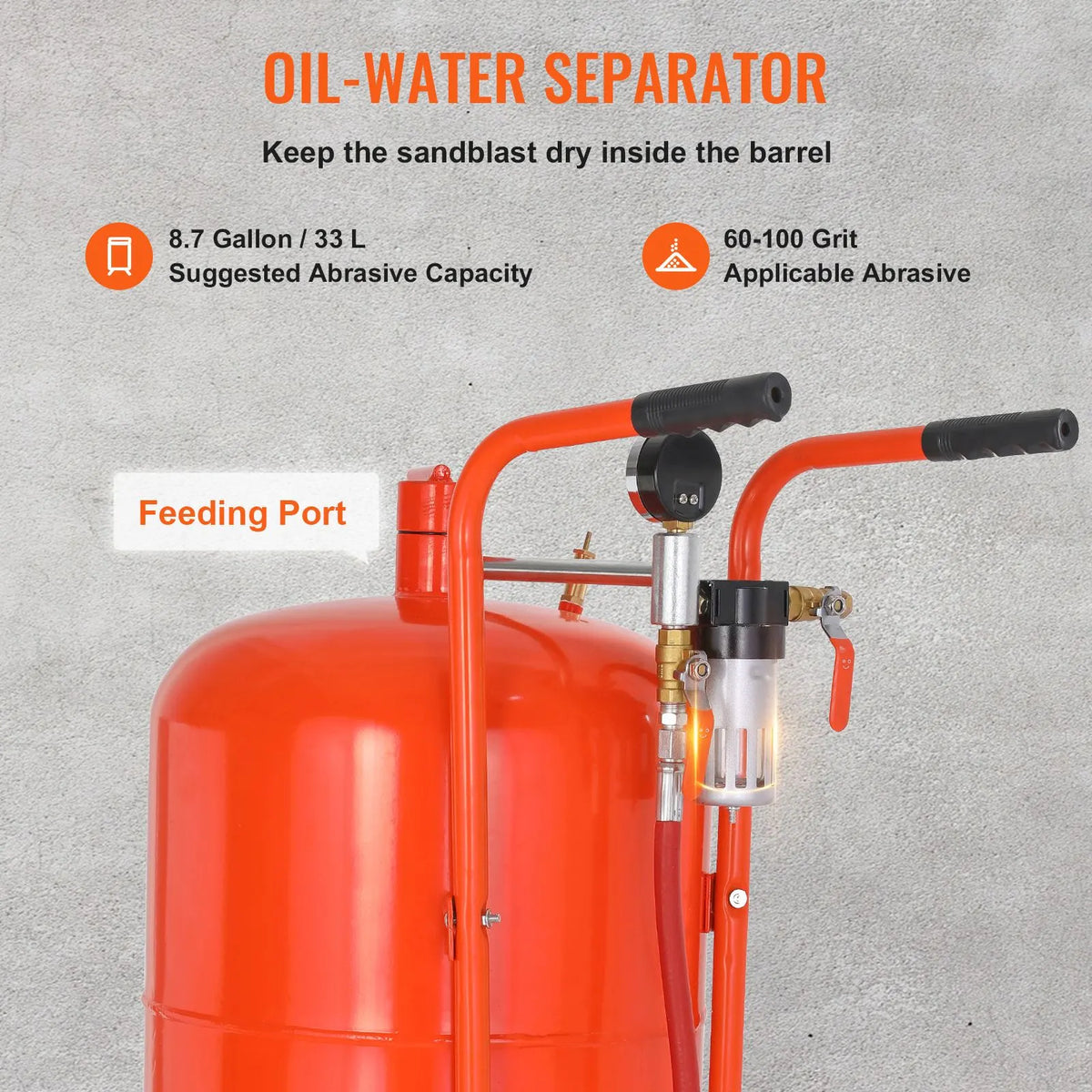 20 Gallon Sand Blaster, 60-110 PSI High Pressure Sandblaster, Portable Abrasive Blasting Tank, Air Sand Blasting Kit with 4 Ceramic Nozzles and Oil-Water Separator for Paint, Stain, Rust Removal - Image 3