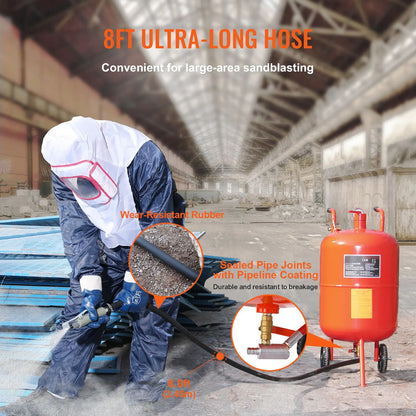 20 Gallon Sand Blaster, 60-110 PSI High Pressure Sandblaster, Portable Abrasive Blasting Tank, Air Sand Blasting Kit with 4 Ceramic Nozzles and Oil-Water Separator for Paint, Stain, Rust Removal - Image 6