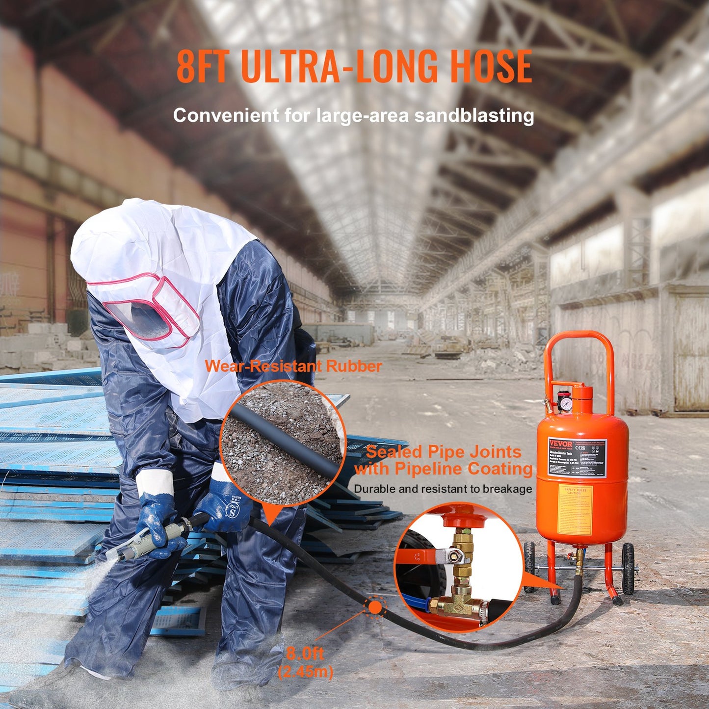 5 Gallon Sand Blaster 60-110 PSI High Pressure Sandblaster with 4 Nozzles - Image 6