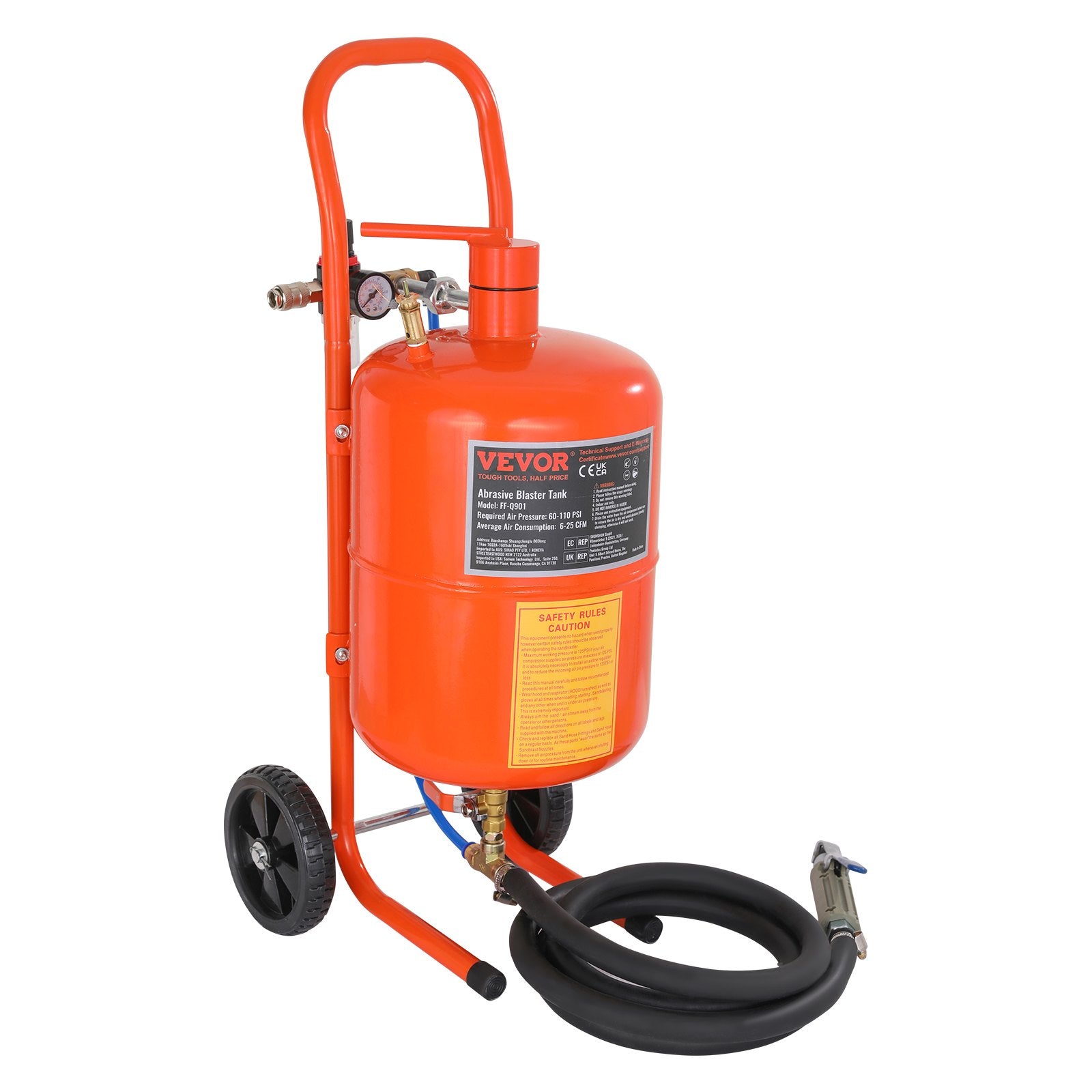5 Gallon Sand Blaster 60-110 PSI High Pressure Sandblaster with 4 Nozzles - Image 9