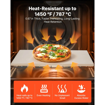 Pizza Stone, 508 x 355 mm Rectangular Cordierite Pizza Stone, Extra Large Baking-Stone with PP Scraper, 17 mm Thick Heat-Resistant Cordierite, for Oven, Baking Bread & Pizzas, BBQ Grilling - Image 3