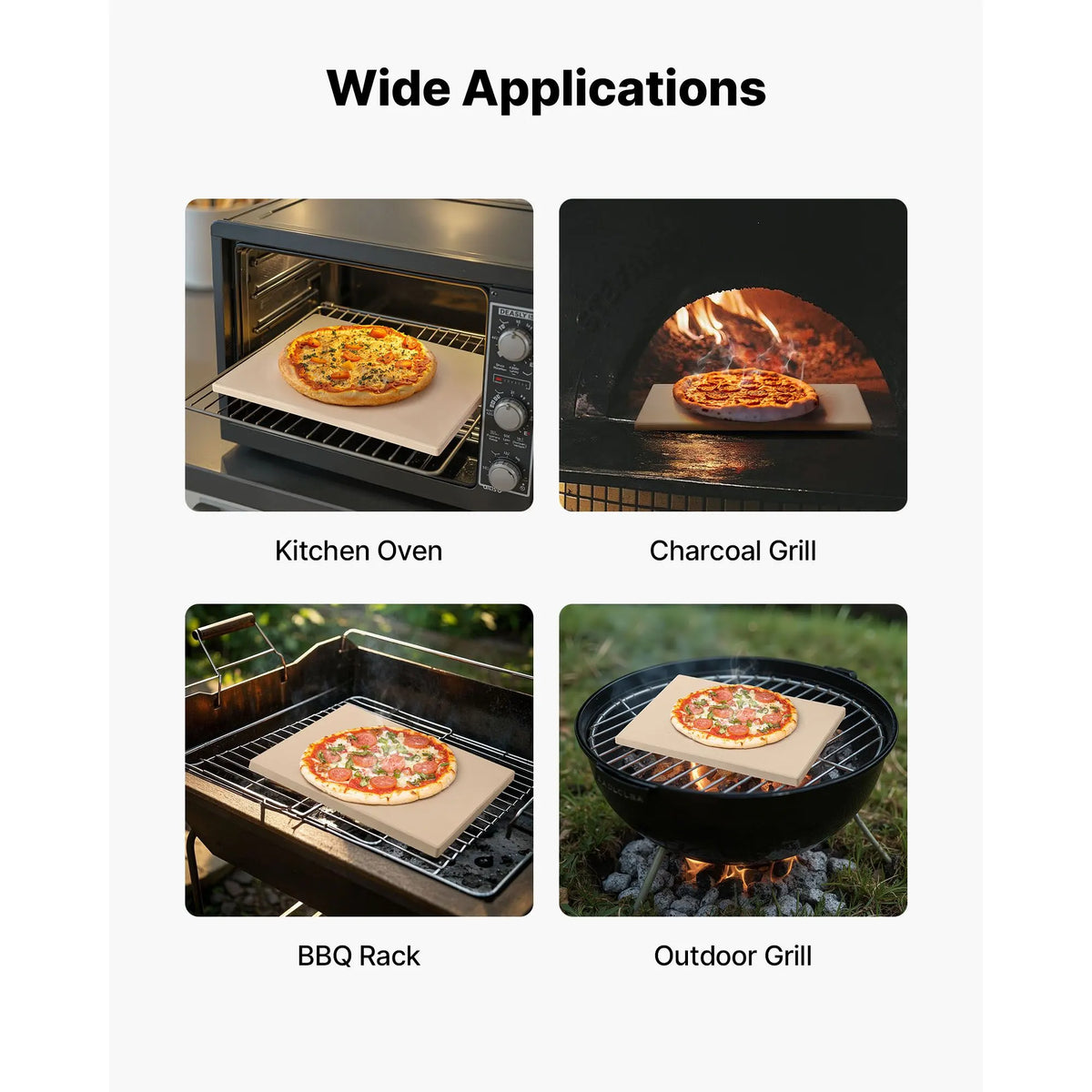 Pizza Stone, 508 x 355 mm Rectangular Cordierite Pizza Stone, Extra Large Baking-Stone with PP Scraper, 17 mm Thick Heat-Resistant Cordierite, for Oven, Baking Bread & Pizzas, BBQ Grilling - Image 6