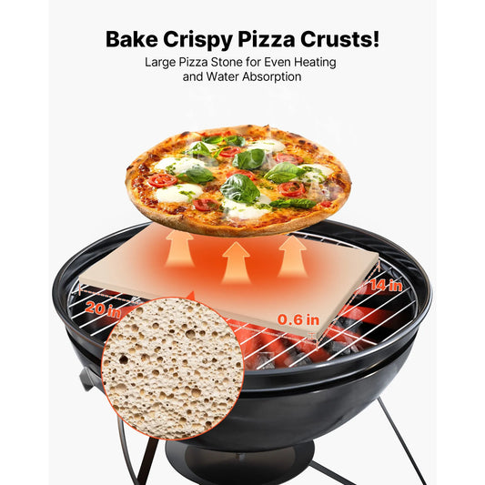 Pizza Stone, 508 x 355 mm Rectangular Cordierite Pizza Stone, Extra Large Baking-Stone with Aluminum Peel, 15 mm Thick Heat-Resistant Cordierite, for Oven, Baking Bread & Pizzas, BBQ Grilling - Image 2