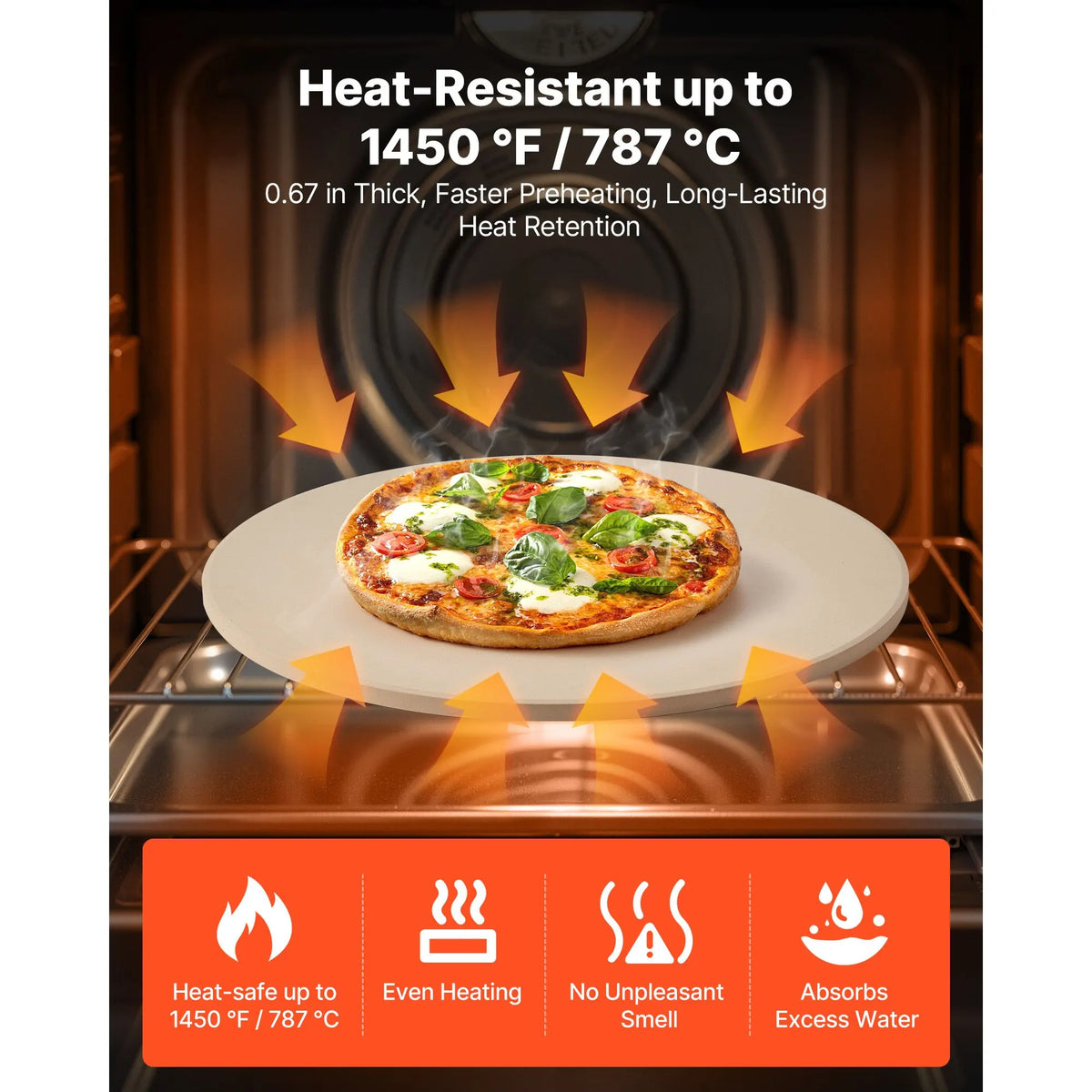 Pizza Stone, 406 mm Round Cordierite Pizza Stone, Extra Large Baking-Stone with a Durable Stand, 17 mm Thickness Heat-Resistant Cooking Cordierite, for Kitchen Oven, Baking Pizzas, BBQ Grilling - Image 3