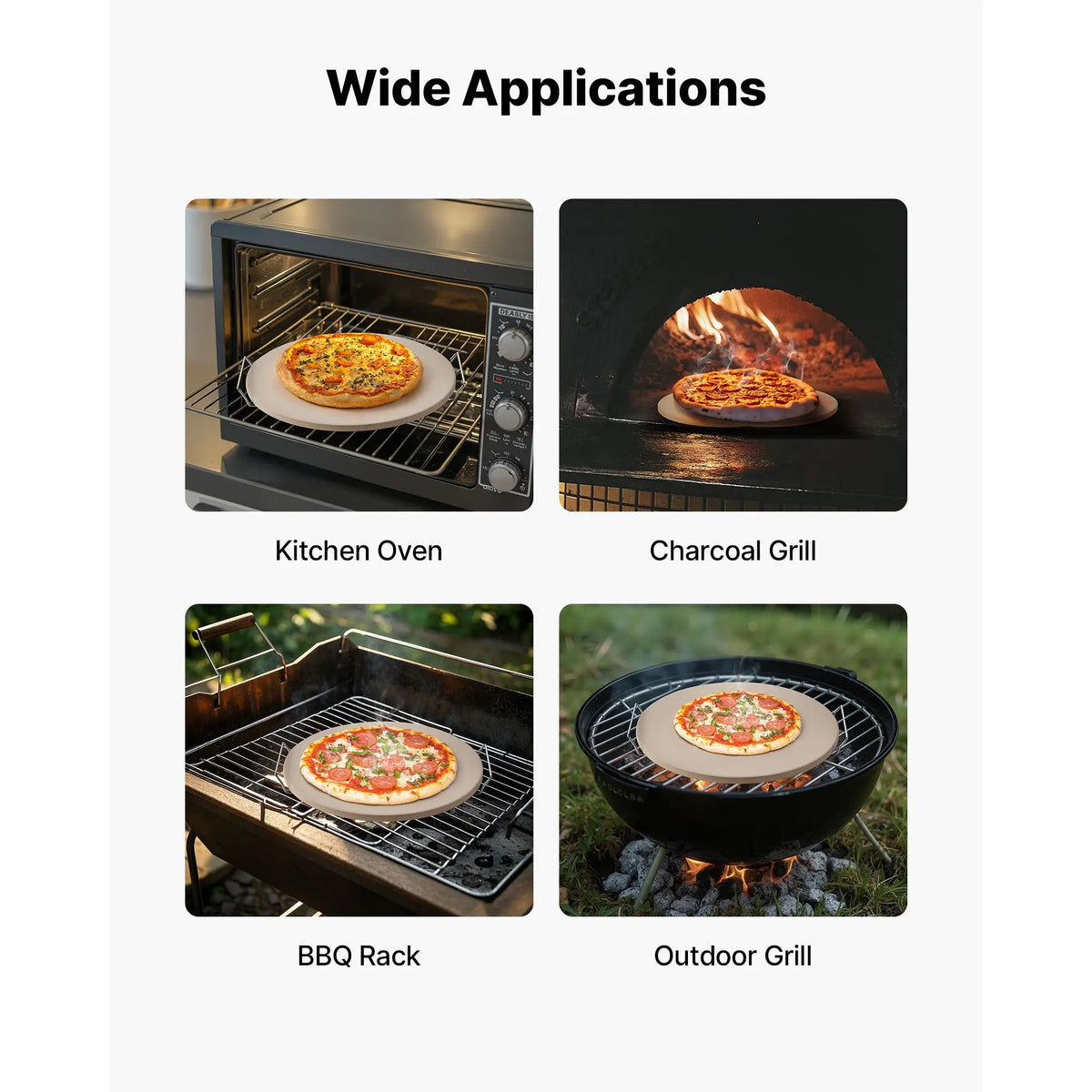 Pizza Stone, 406 mm Round Cordierite Pizza Stone, Extra Large Baking-Stone with a Durable Stand, 17 mm Thickness Heat-Resistant Cooking Cordierite, for Kitchen Oven, Baking Pizzas, BBQ Grilling - Image 6