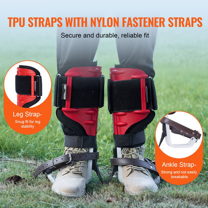 Tree Climbing Spikes, 1 Pair Aluminum Climbing Spurs, 350lbs Load Capacity Tree Climbing Gear with Straps and Spike Protectors, Arborist Equipment for Climbers, Hunting, Fruit Picking, Red - Image 4