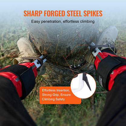 Tree Climbing Spikes, 1 Pair Aluminum Climbing Spurs, 350lbs Load Capacity Tree Climbing Gear with Straps and Spike Protectors, Arborist Equipment for Climbers, Hunting, Fruit Picking, Red - Image 5